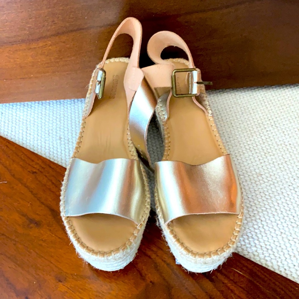 SOLUDOS platform espadrille sandals -gold metallic